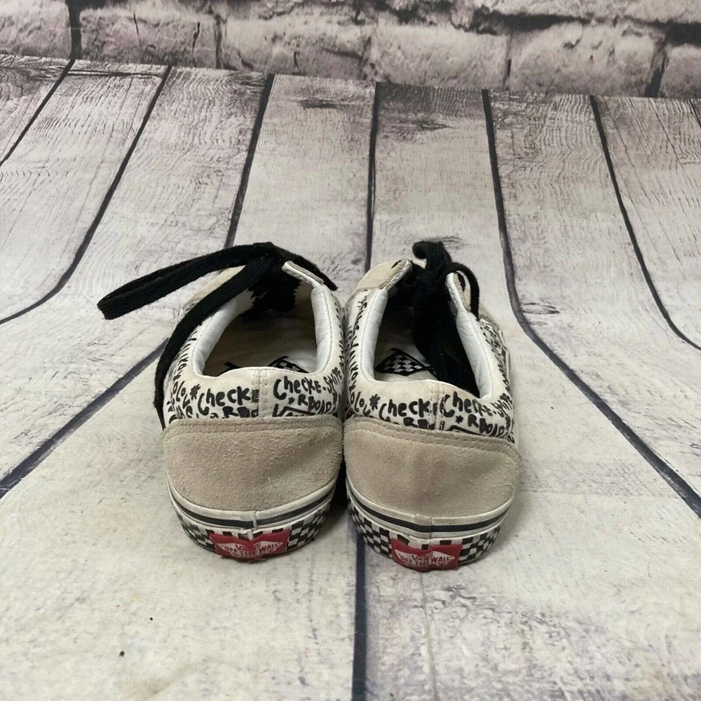 Vans Old Skool‎ DIY Womens 8 Mens 6.5 Canvas Suede Sneakers Shoes Black White